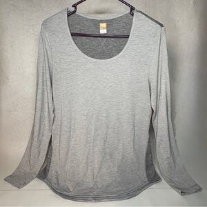 LUCY Lucytech Womens Two Toned Gray Heathered Workout Yoga Tee Size L